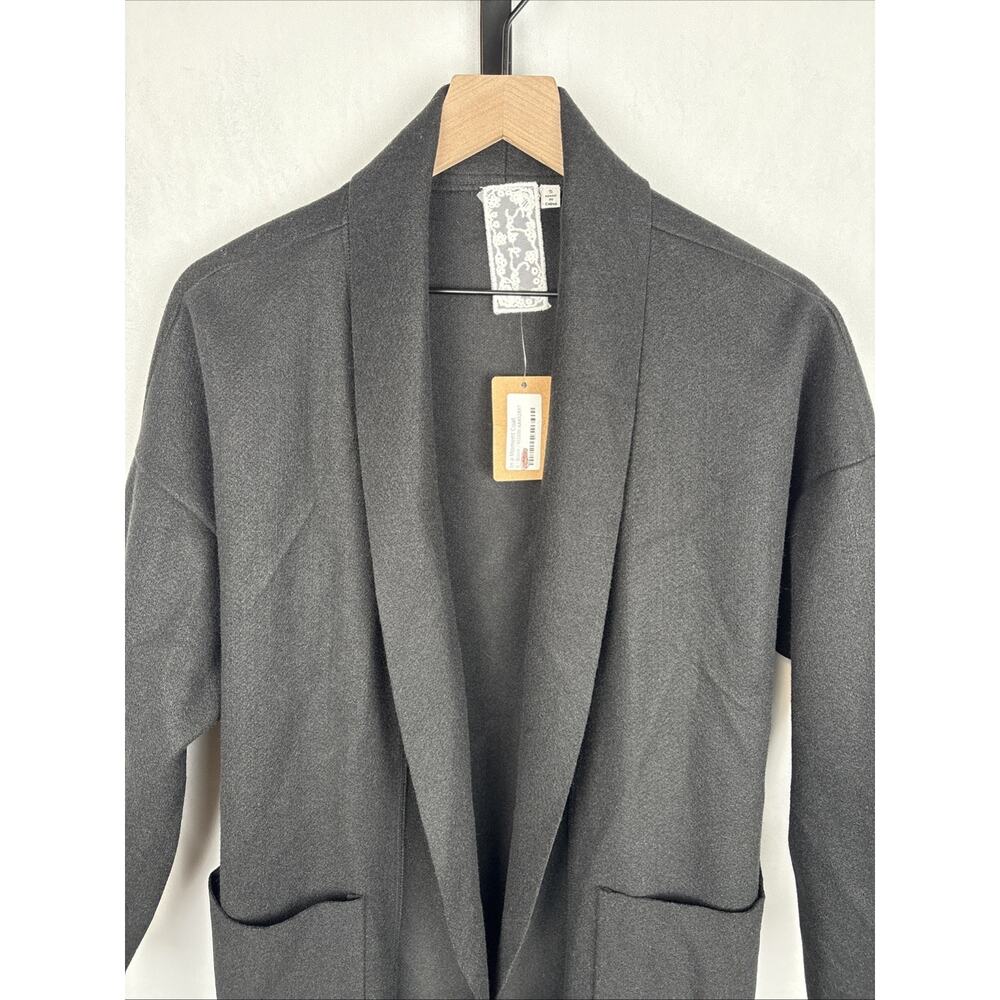 NEW Sadie & Sage Open Front Coat Womens Small Black Relaxed Lagenlook Minimalist - Picture 3 of 12